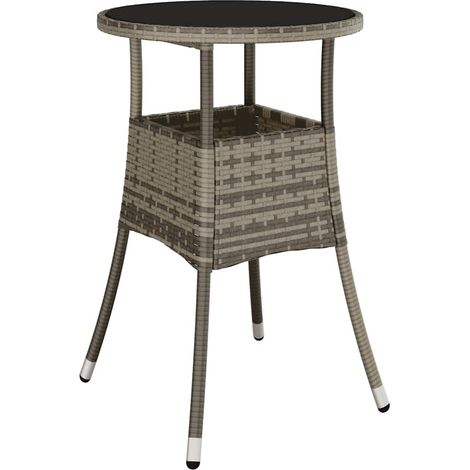 Maison Exclusive - Tavolo Giardino Ø60x75 cm Vetro Temperato e Polyrattan Grigio (1/5)