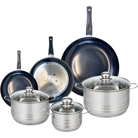Ensemble de 3 Poêles de cuisson 20, 24 et 32 cm et 3 faitouts 16, 20 et 24 cm Elo Prima Brillant (1/5)