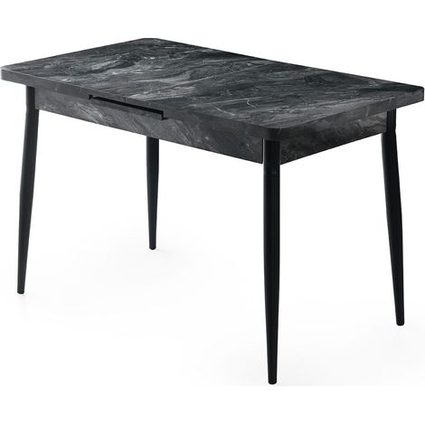 Table extensible Matira Bois effet marbre Anthracite et Métal Noir (1/5)