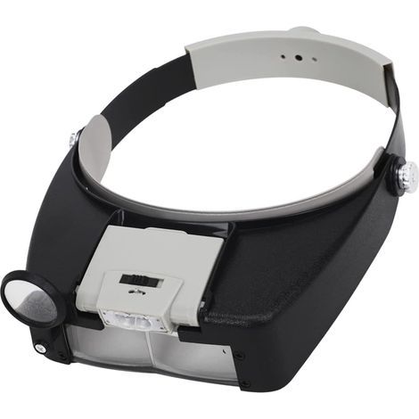 Casque loupe avec lumière - 3 lentilles (2 primaires et 1 secondaires), LED amovible pour bijoux, réparation électronique (1/5)