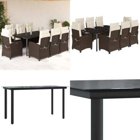 9-tlg. Garten-Essgruppe mit Kissen Braun Poly Rattan - Gartentisch - Gartensessel (1/5)