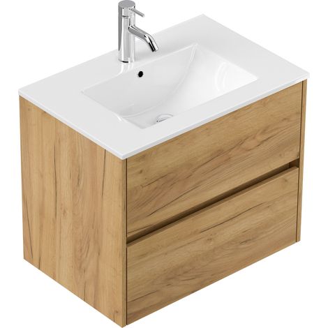 Badmöbel Taifun und Waschtisch 70cm 2 Greifraum SoftClose Auszüge eiche gold