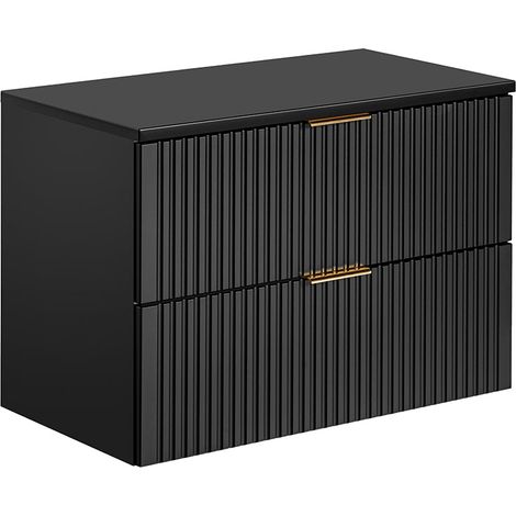 Waschtischunterschrank 80cm Adriel mit 2 Schubladen, Mattschwarz (1/5)
