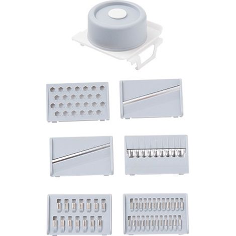 Trancheuse, râpe, éplucheur et coupe-légumes manuel multifonctionnel en acier inoxydable – Galaxy Grey Six-Knife Kitchenware (1/5)