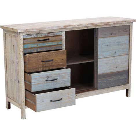 COLORWOOD - credenza quattro cassetti in legno colorato (1/4)