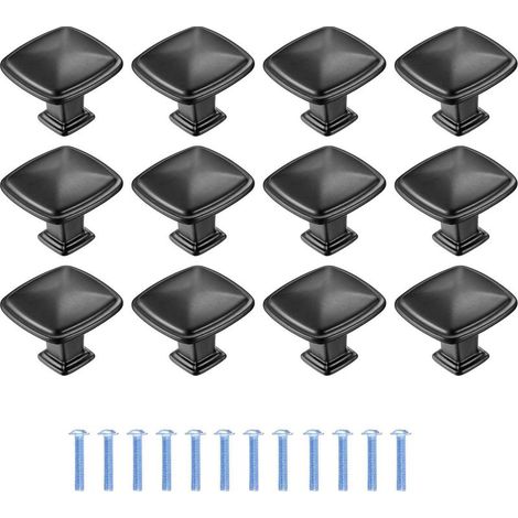 12 maniglie nere per mobili da cucina, pomelli per cassetti e ante, maniglie per armadi e pensili da cucina - 30 mm (1,2 pollici) (1/5)