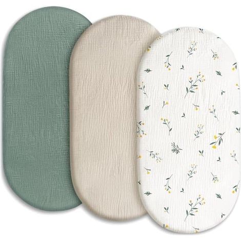 Ensemble de draps-housses en mousseline pour berceau bébé - 80 x 40 cm - Drap pour berceau - Protège-matelas pour poussette - Doux - Housse pour matelas à langer (1/5)