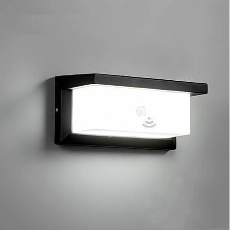 Applique Murale LED 20W Extérieur Détecteur Mouvement Capteur Crépusculaire Lumière Blanc Froid Noir Sable Durable (1/5)