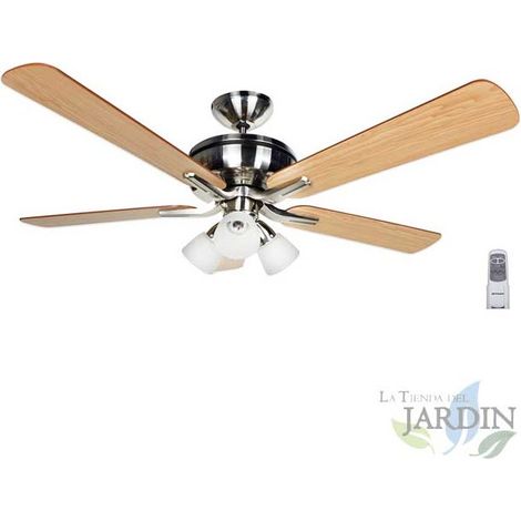Ventilateur de plafond Orbegozo avec télécommande  5 pales réversibles  132 cm  Éclairage LED  Idéal pour les grandes pièces