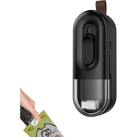 Mini scelleuse 2 en 1 (noire), scelleuse de sacs plastiques portable (1/5)