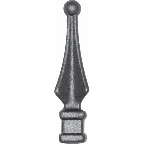 Pointe de lance à 4 faces et extrémité en boule - H210mm L50mm base carré de 40mm - Fer forgé - À souder - DECO FER FORGE