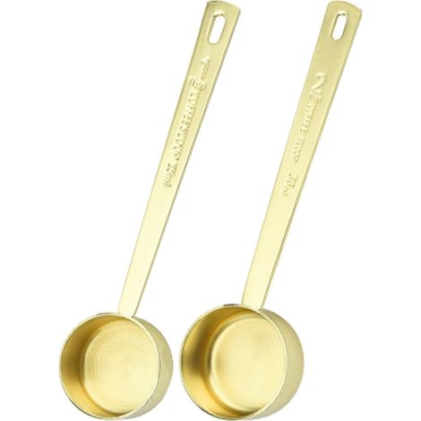 Ensemble de 2 cuillères doseuses à café en acier inoxydable : 1 cuillère à soupe (15 ml) et 2 cuillères à soupe (30 ml).