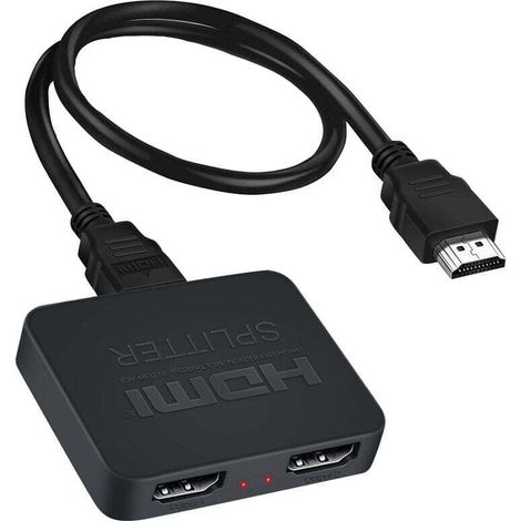 Répartiteur vidéo HDMI 4K, 1x entrée 2x sortie, 3840X2160P, 60HZ, prise en charge HDCP/3D, alimentation microUSB 5V 1A, noir (1/4)