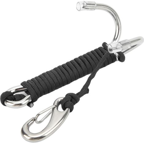 Crochets de plongée double en acier inoxydable avec dragonne à spirale pour activités sous-marines et sécurité des plongeurs - Noir (1/5)
