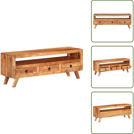 Meuble TV 110x30x40 cm Bois d'acacia massif - Meubles Tv - Meuble Tv - Meuble En Bois - Meuble Acacia - Meuble Salle Séjour (1/5)