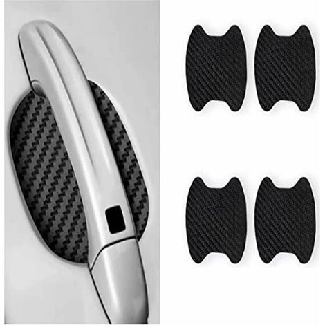 4PCS (Noir) Voiture Film de Protection Universel en Fibre de Carbone Anti-Rayures pour PoignéE Porte Voiture Convient à la Plupart (1/4)