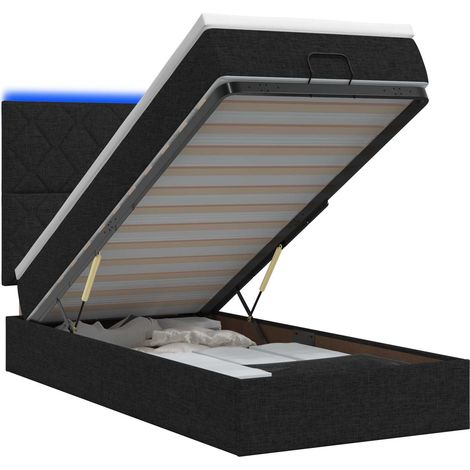 Maison Exclusive - Letto Ottomano con Materasso e LED Nero 100 x 200 cm Tessuto (1/5)