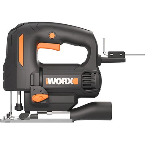 WORX WX463 seghetto alternativo da 550 W per tagliare legno, acciaio e alluminio, ideale per tagli obliqui, corsa da 18 mm, con luce LED, con aspirazione della polvere integrata, sostituzione della (1/4)