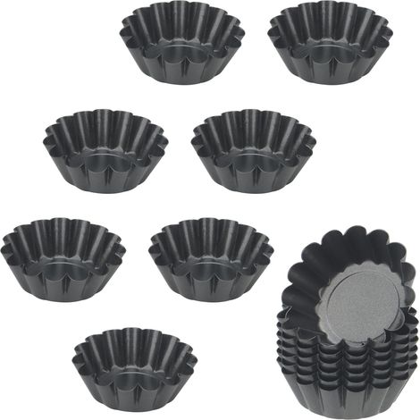 Lot de 14 Moules à tartelette Acier au carbone, Antiadhésif, 6,5x2,1cm, Quiche, Muffins, Pâtisserie