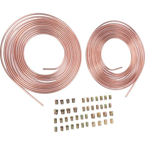 Kit tubes frein, 2 ensembles, 25 pieds, 3/16", 32 raccords, 4 connecteurs, 8 écrous, galvanisé (1/5)
