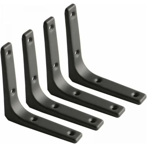 Supports d'étagère murale, supports métalliques noir mat, supports décoratifs pour étagère de cuisine, supports robustes, 200 x 150 mm, 4 pièces (1/5)