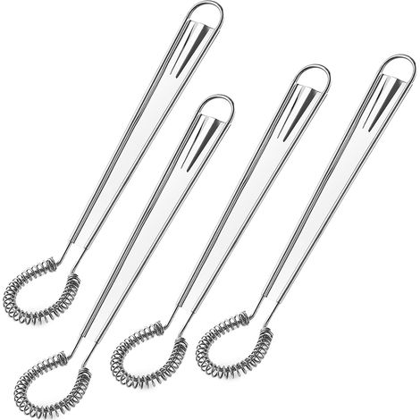 Ensemble de 4 fouets à œufs en acier inoxydable, mini fouets à ressort, fouets en silicone, mélangeurs à sauce manuels