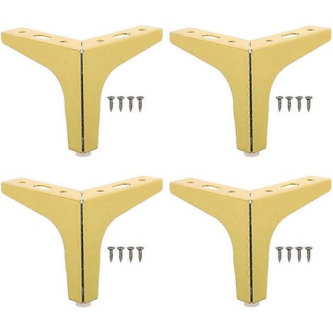 Quatre pieds de meubles élégants en métal de 10 cm avec des embouts triangulaires, adaptés aux canapés, armoires, bancs, etc. (1/5)