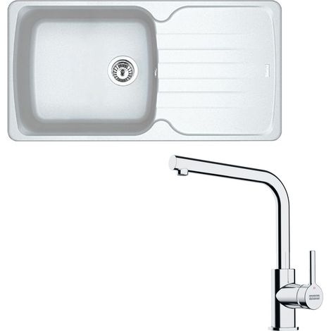 Pack évier XL Antea Fragranit blanc artic 970 x 500 x 210 mm + mitigeur Lina L - Franke (1/5)