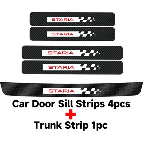 (Staria 5 pièces H-Blanc) Protection de seuil de porte de voiture autocollante en fibre de carbone anti-rayures, compatible avec Hyundai Staria. Accessoires auto, bande décorative pour coffre. (1/4)