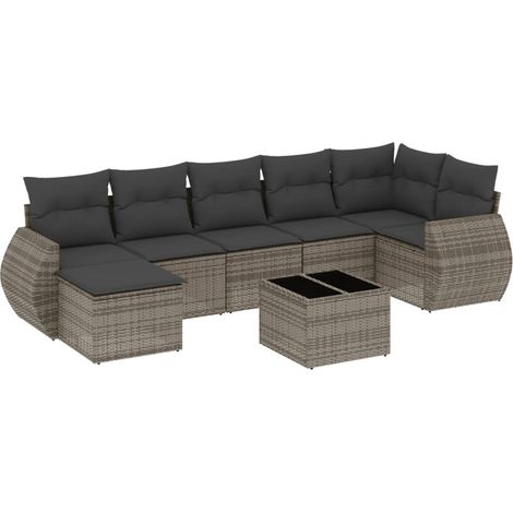 Maison Exclusive - 8-tlg. Garten-Sofagarnitur mit Kissen Grau Pol