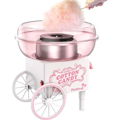 Machine à barbe à papa, mini machine à barbe à papa pour enfants avec cuillère à sucre, facile et sûre à utiliser, machine à barbe à papa portable rose vintage pour anniversaire, maison, fêtes, cadeau (1/5)
