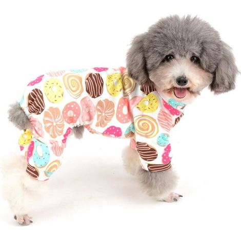 Pyjama Pour Chien - 1 Pièce - Coton - Taille M - Convient Chat Et Petit Chien - Tour De Cou 24 Cm Poitrine 34 Cm Dos 25 Cm (1/5)