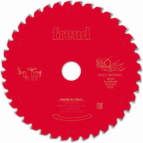 Lama per sega circolare portatile FREUD - Ø216 2/1,6 AL30 Z40 TPB 0° - F03FS09887 -FR16M001M