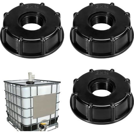 Lot de 9 adaptateurs IBC 1000 litres - Raccord fileté 3/4" pour citernes d'eau de pluie, en plastique noir, compatible avec la plupart des réservoirs, vissage facile. (1/5)