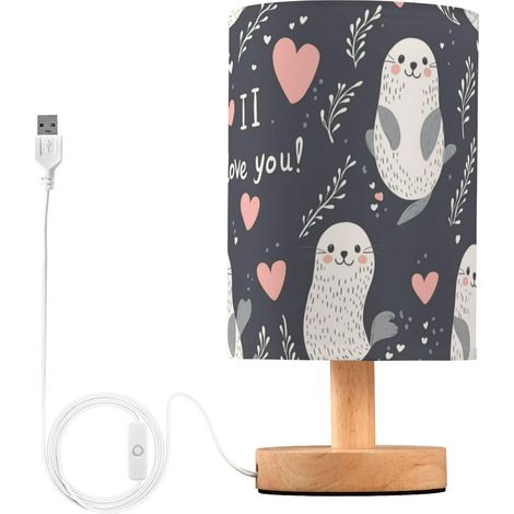 Kcldeci Lampe de chevet en forme cœur sceau dessin animé pour (1/5)