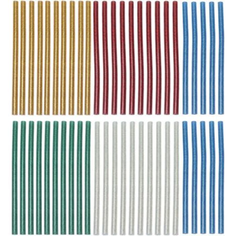 50 colored, transparent, easy-to-use, fast-bonding hot melt glue sticks, 7 x 140 mm (1/5)