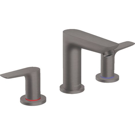 Hansgrohe Talis E Miscelatore per lavabo a 3 fori 150, nero spazzolato, con cavo di alimentazione e scarico a scomparsa (7173334 (1/3)