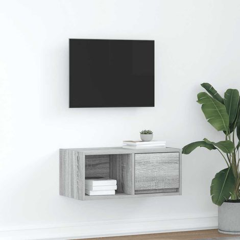 Mueble de TV madera contrachapada gris 60x31x25,5 cm