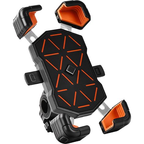 Support Velo Antivibrations Léger Multifonction Fixation Guidon Orange pour Smartphone Navigation Vélo de Route et VTT (1/5)