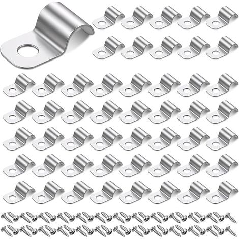 Screw in Cable Ties with Stainless Steel Screws Cable Holder 7-8mm Diameter Single Hole U Clamps Pipe Clamp Clamp (1/4)