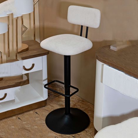 Sgabello Mirea, Regolabile, con Schienale, Imbottito, 41x48x85h cm Bianco Crema (1/5)