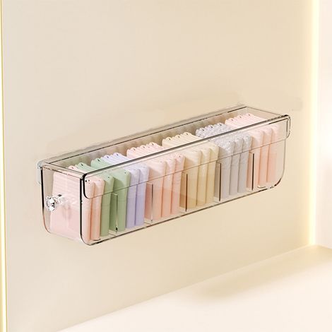 Scatola portaoggetti trasparente da parete per biancheria intima e calzini con divisori, organizer multiuso per cassetti per bustine di tè e capsule. (1/4)