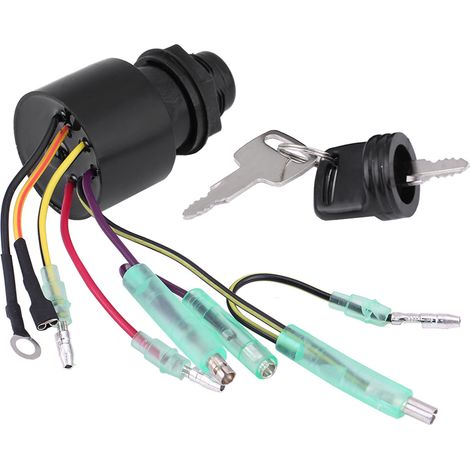 Kit contacteur à clé d'allumage bateau pour boîtier de commande à distance Mercury Outboard 87-17009A5 noir métal plastique 57x37mm 1+2 clés (1/5)