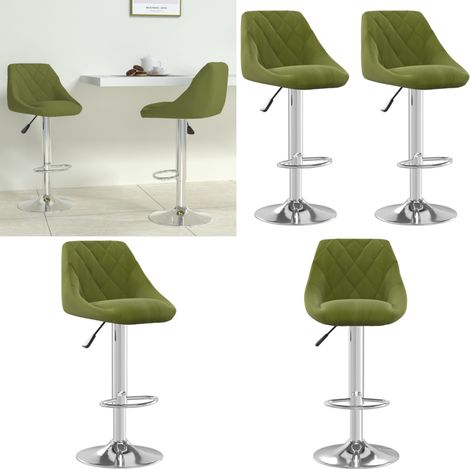 Tabourets de bar lot de 2 vert clair velours - Tabouret de bar en velours - Tabouret de bar réglable (1/5)