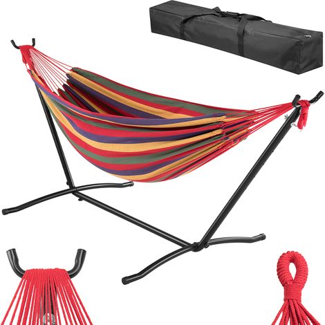 Amaca da Giardino Brasiliana Strisce Multicolore Portata 200kg Struttura Acciaio (1/5)