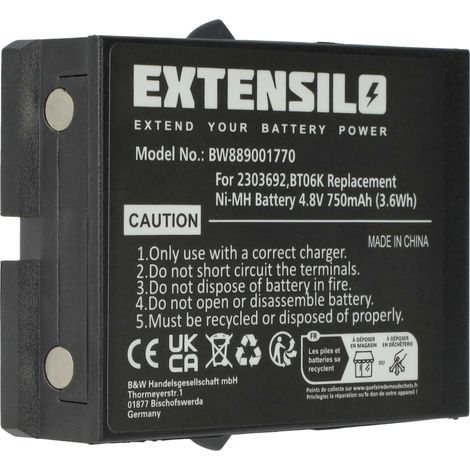 vhbw Akku Ersatz für Ikusi BT06K, 2303692 für Industrie-Funkfernsteuerung Fernbedienung (750 mAh, 4,8 V, NiMH)