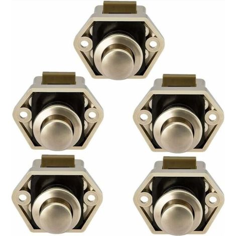 Lot de 5 Bouton Poussoir Loquet pour Camping-Car - Fermeture Porte Placard RV Caravane
