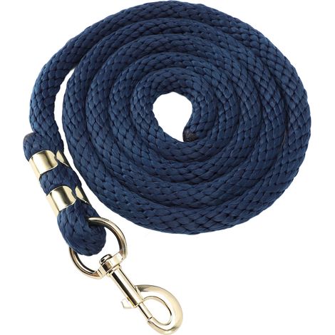 Longe pour cheval de 2 m, anti-casse, antidérapante, avec crochet pour la marche et le travail du cheval, bleu foncé (1/5)