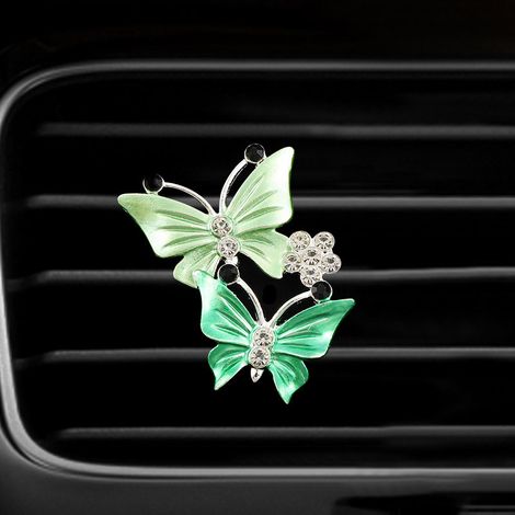 Clips décoratifs en forme de papillon pour grille d'aération de climatisation de voiture - Vert - Lot de 4 (1/3)
