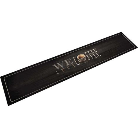 Tapis de cuisine lavable-Tapis de salon-Tapis Chambre texte Coffee 60x300 cm velours 766976 (1/5)